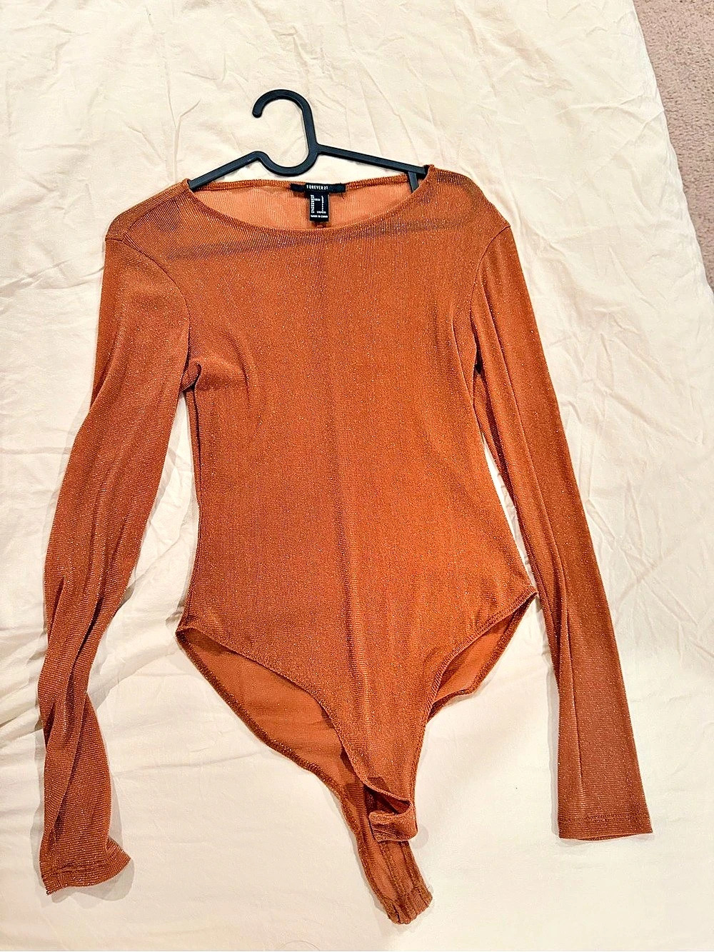 Forever 21 Long Sleeve Bodysuit in Brown Size Small